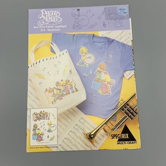 Vtg Precious Moments Sew Free Fabric Applique 515 Musicians Spectrix NOS Drum - Picture 1 of 10